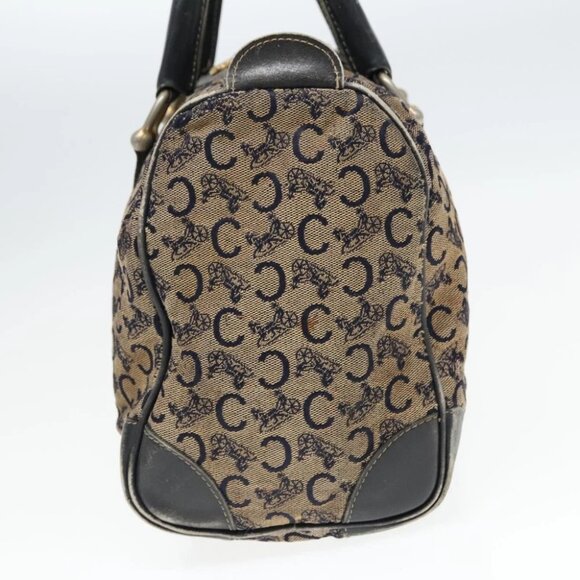CELINE C Sulky Boston Bag Canvas Navy Gold Auth 94063 - Picture 5 of 15